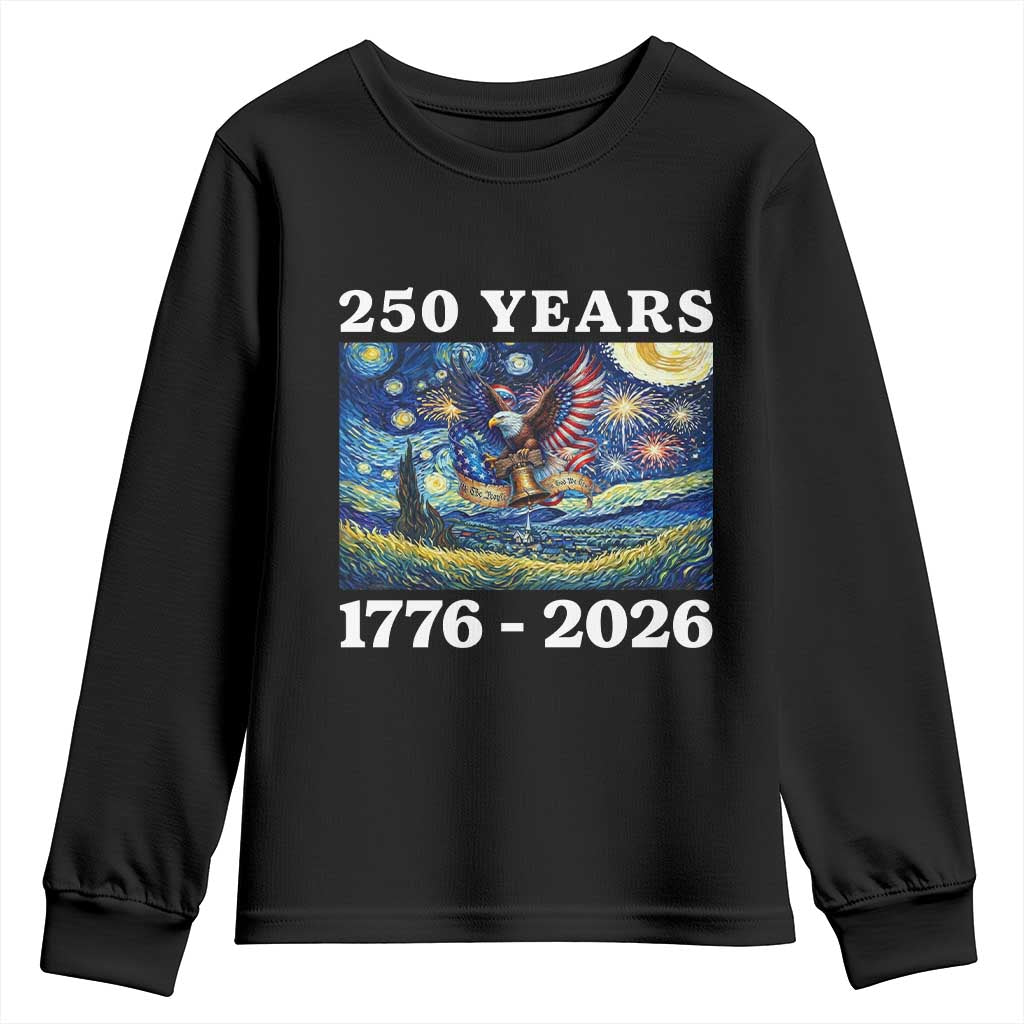 250th America Anniversary Youth Sweatshirt Starry Night Patriotic Eagle Liberty Bell American Flag