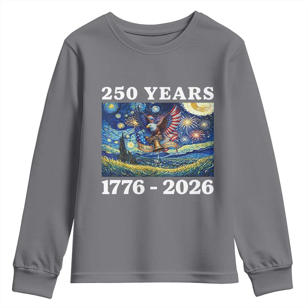 250th America Anniversary Youth Sweatshirt Starry Night Patriotic Eagle Liberty Bell American Flag