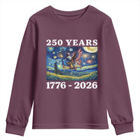 250th America Anniversary Youth Sweatshirt Starry Night Patriotic Eagle Liberty Bell American Flag