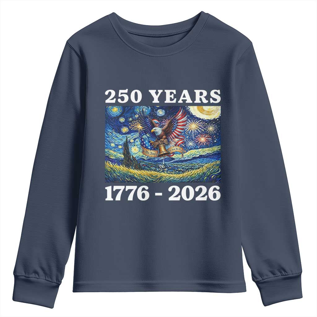250th America Anniversary Youth Sweatshirt Starry Night Patriotic Eagle Liberty Bell American Flag