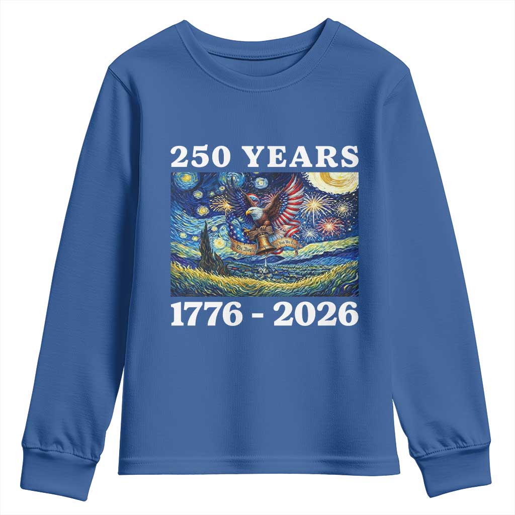 250th America Anniversary Youth Sweatshirt Starry Night Patriotic Eagle Liberty Bell American Flag