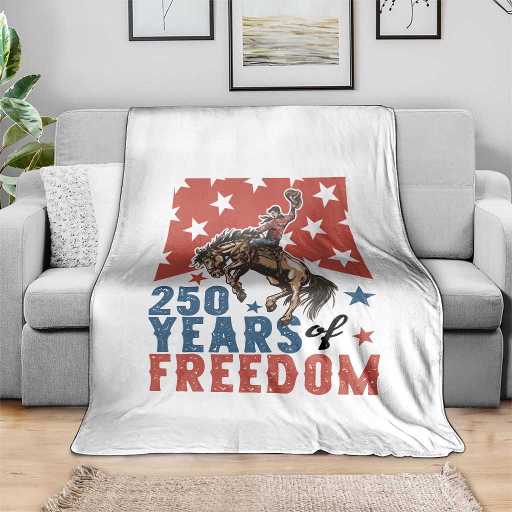 American Rodeo 250th Anniversary Throw Blanket Western Cowboy Patriotic Fourth of July