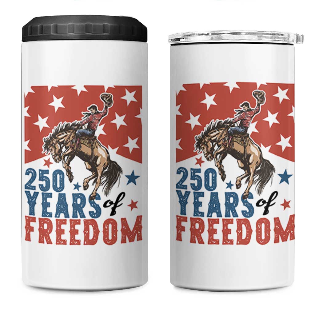 American Rodeo 250th Anniversary 4 in 1 Can Cooler Tumbler Western Cowboy Patriotic Fourth of July