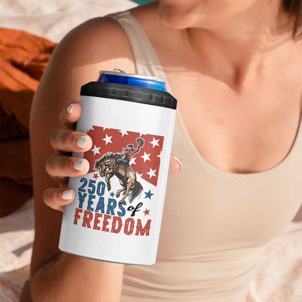 American Rodeo 250th Anniversary 4 in 1 Can Cooler Tumbler Western Cowboy Patriotic Fourth of July