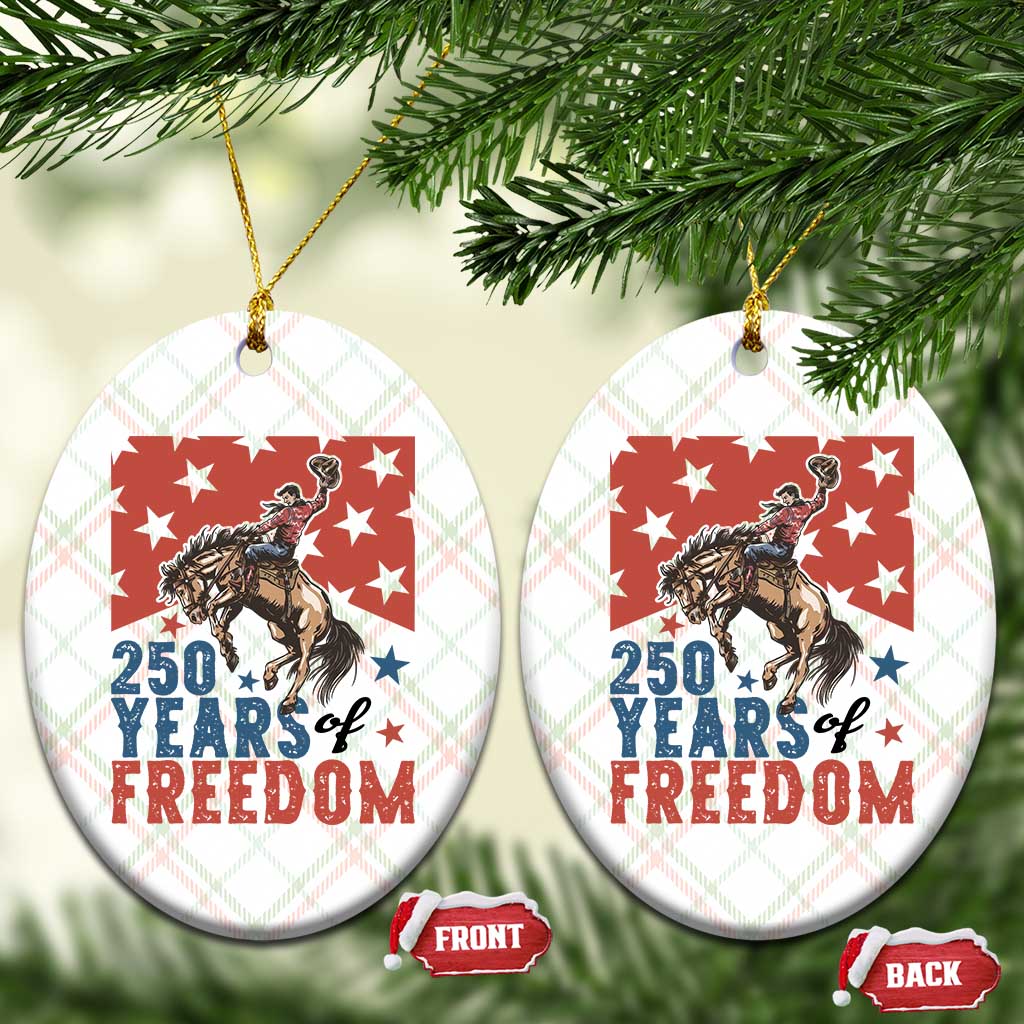 American Rodeo 250th Anniversary Ceramic Ornament Western Cowboy Patriotic Fourth of July