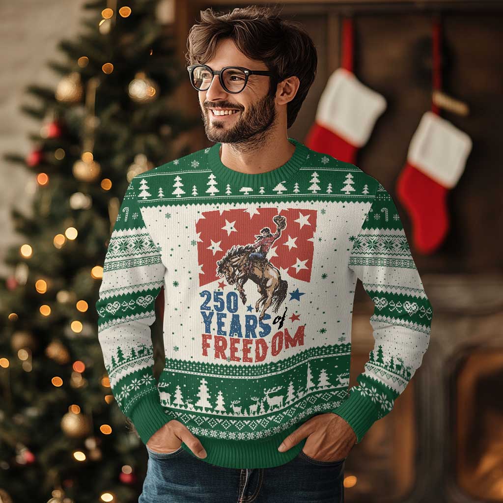 American Rodeo 250th Anniversary Ugly Christmas Sweater Western Cowboy Patriotic Fourth of July