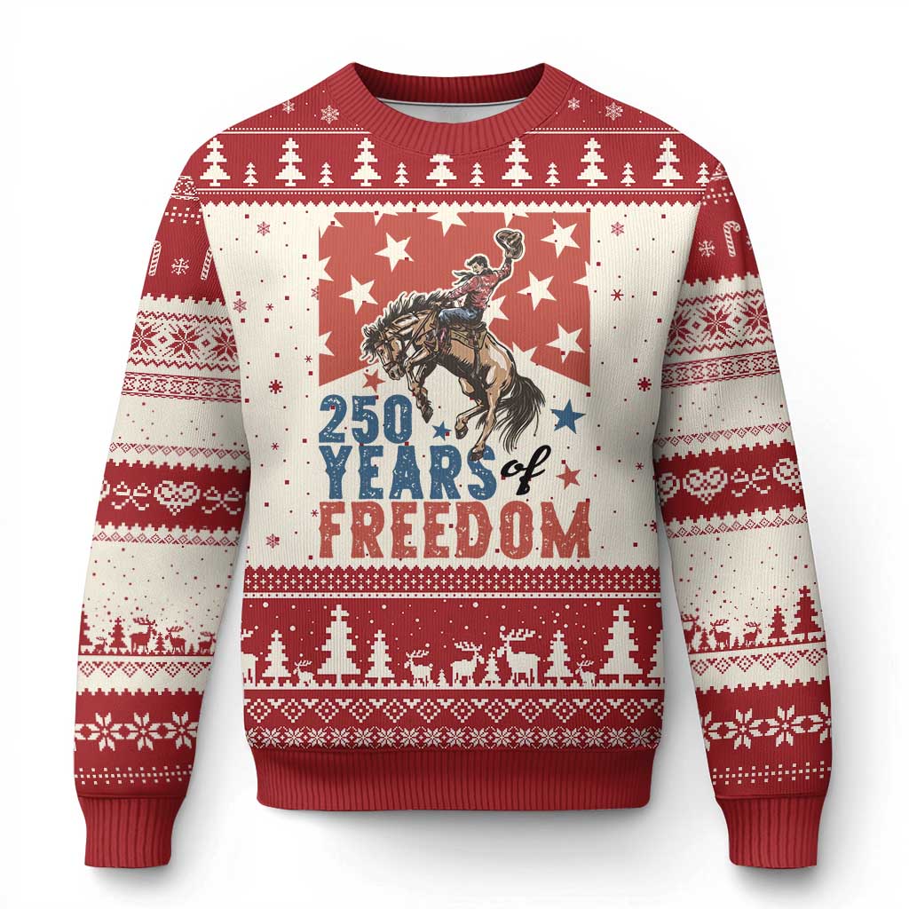 American Rodeo 250th Anniversary Ugly Christmas Sweater Western Cowboy Patriotic Fourth of July