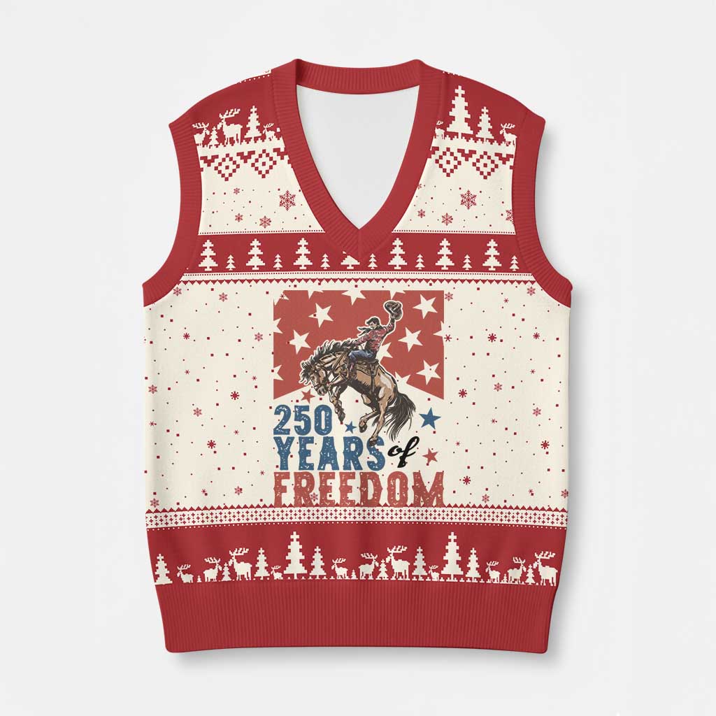 American Rodeo 250th Anniversary V-Neck Knit Sweater Vest Western Cowboy Patriotic Fourth of July