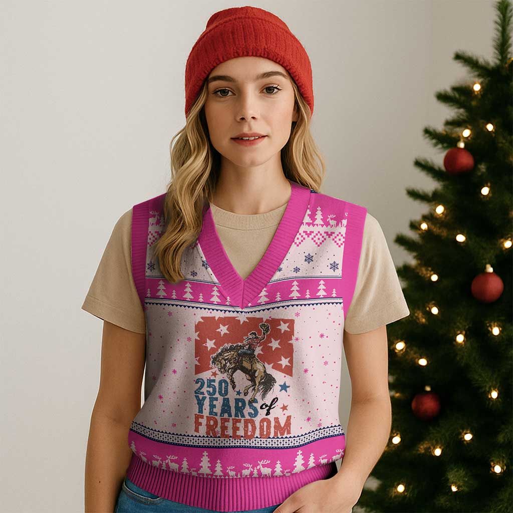 American Rodeo 250th Anniversary V-Neck Knit Sweater Vest Western Cowboy Patriotic Fourth of July