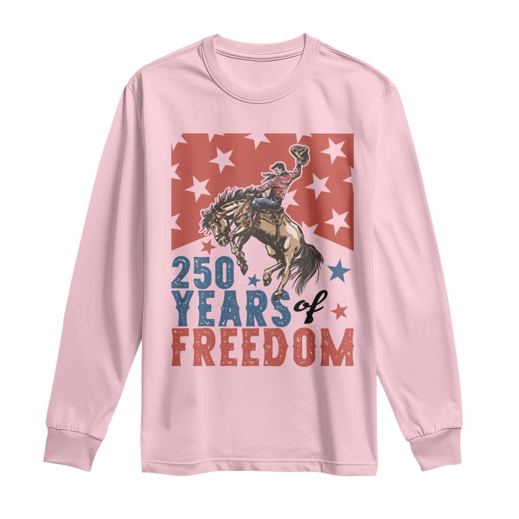 American Rodeo 250th Anniversary Long Sleeve Shirt Western Cowboy Patriotic Fourth of July