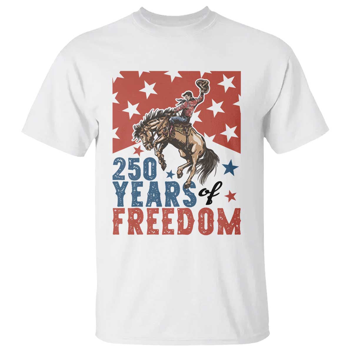 American Rodeo 250th Anniversary T Shirt Western Cowboy Patriotic Fourth of July