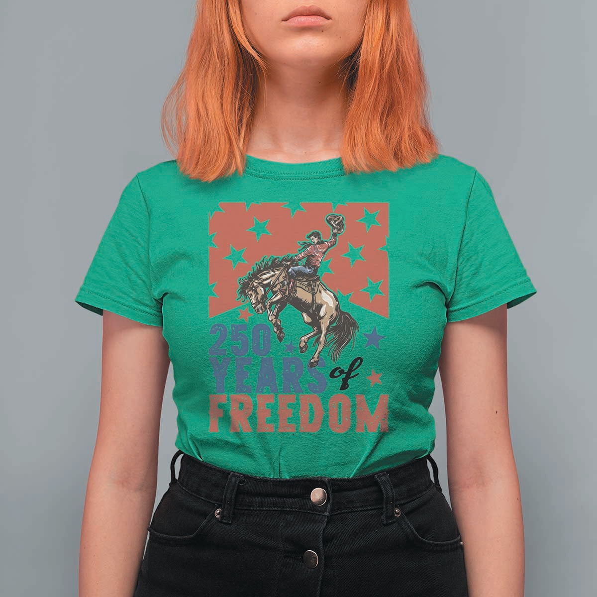 American Rodeo 250th Anniversary T Shirt For Women Western Cowboy Patriotic Fourth of July