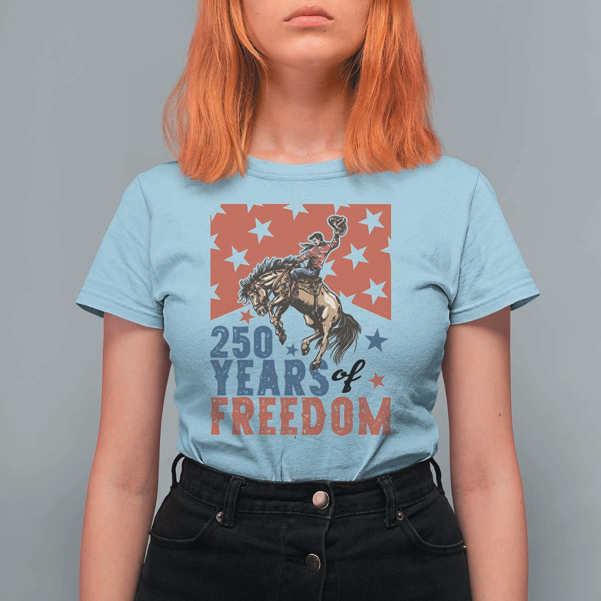 American Rodeo 250th Anniversary T Shirt For Women Western Cowboy Patriotic Fourth of July