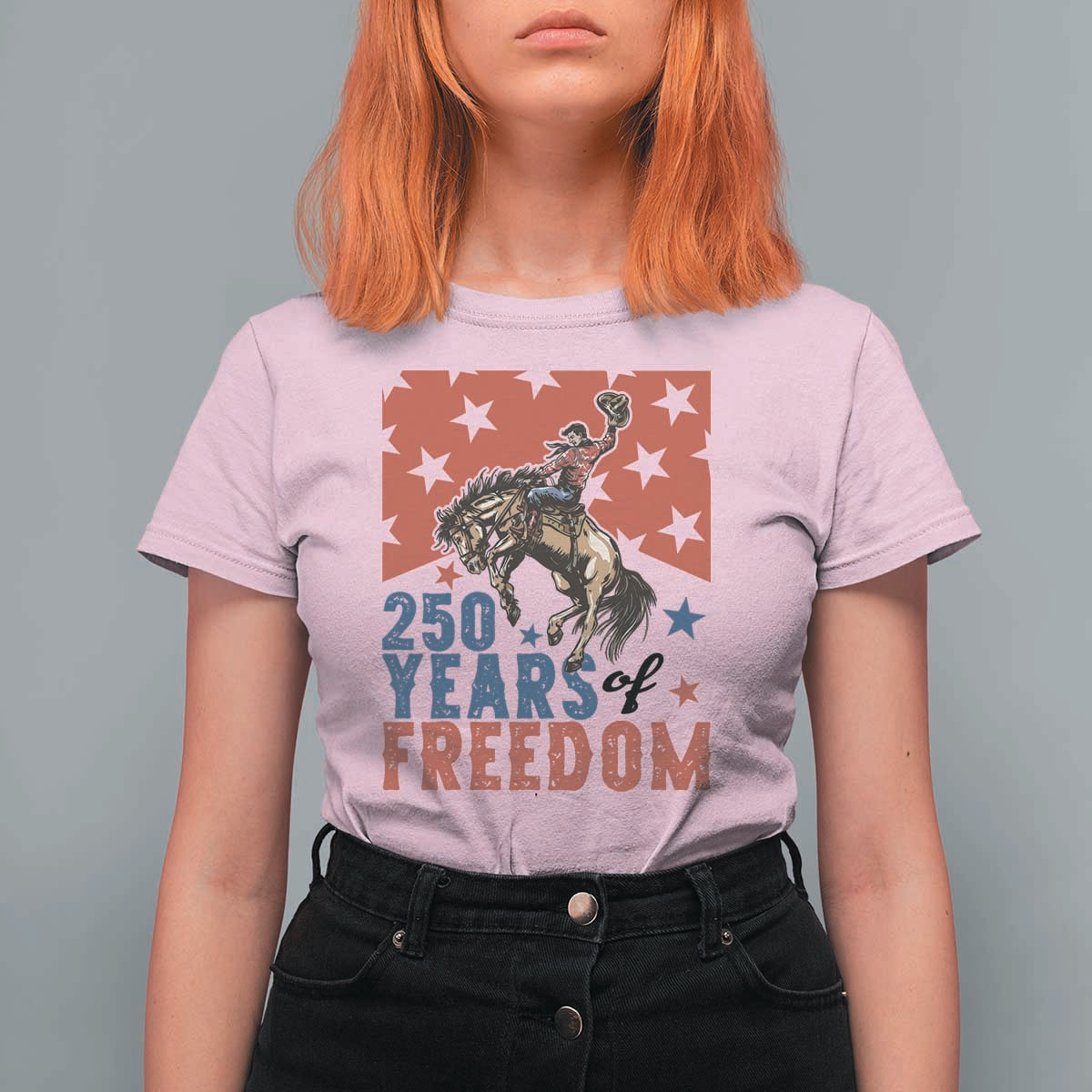 American Rodeo 250th Anniversary T Shirt For Women Western Cowboy Patriotic Fourth of July