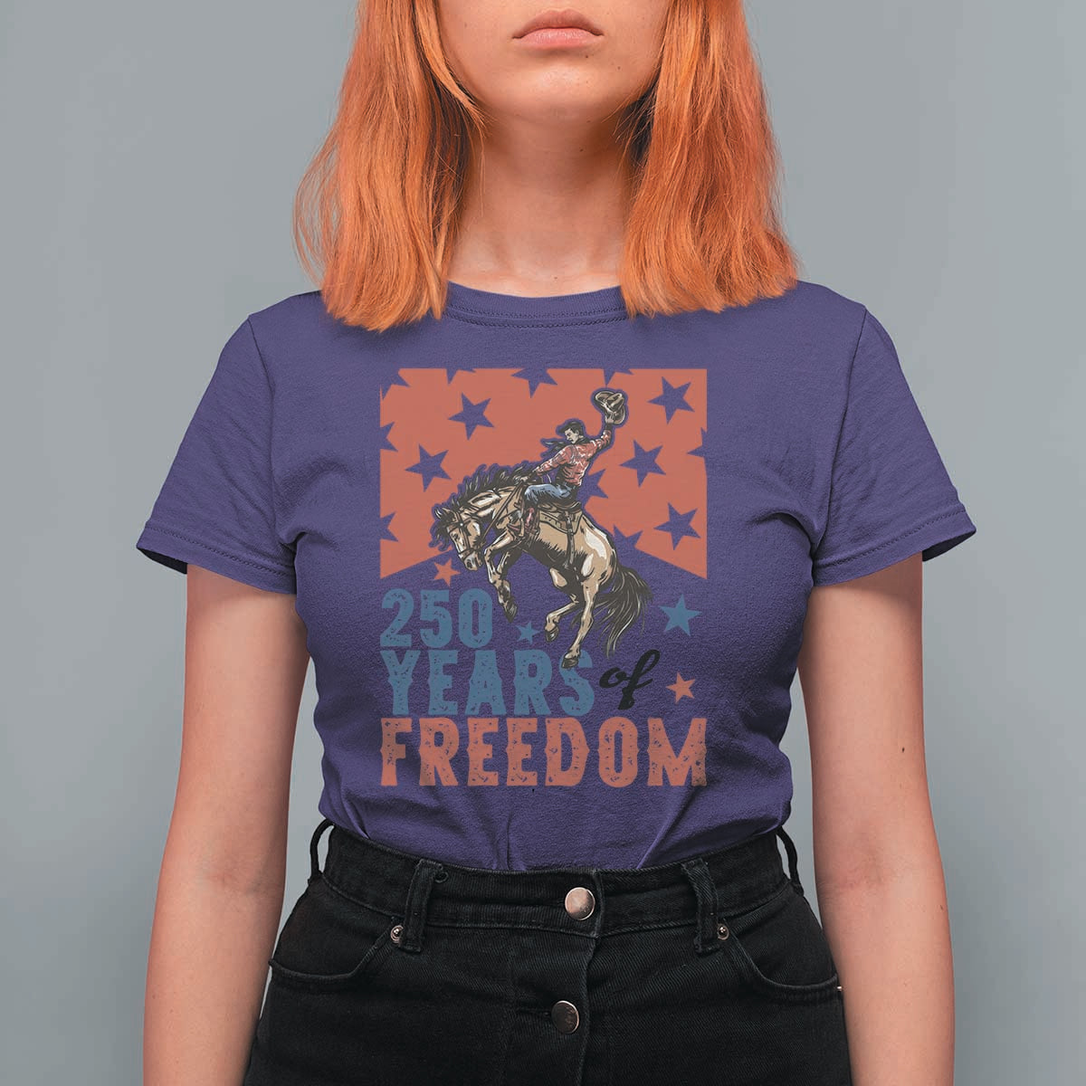 American Rodeo 250th Anniversary T Shirt For Women Western Cowboy Patriotic Fourth of July