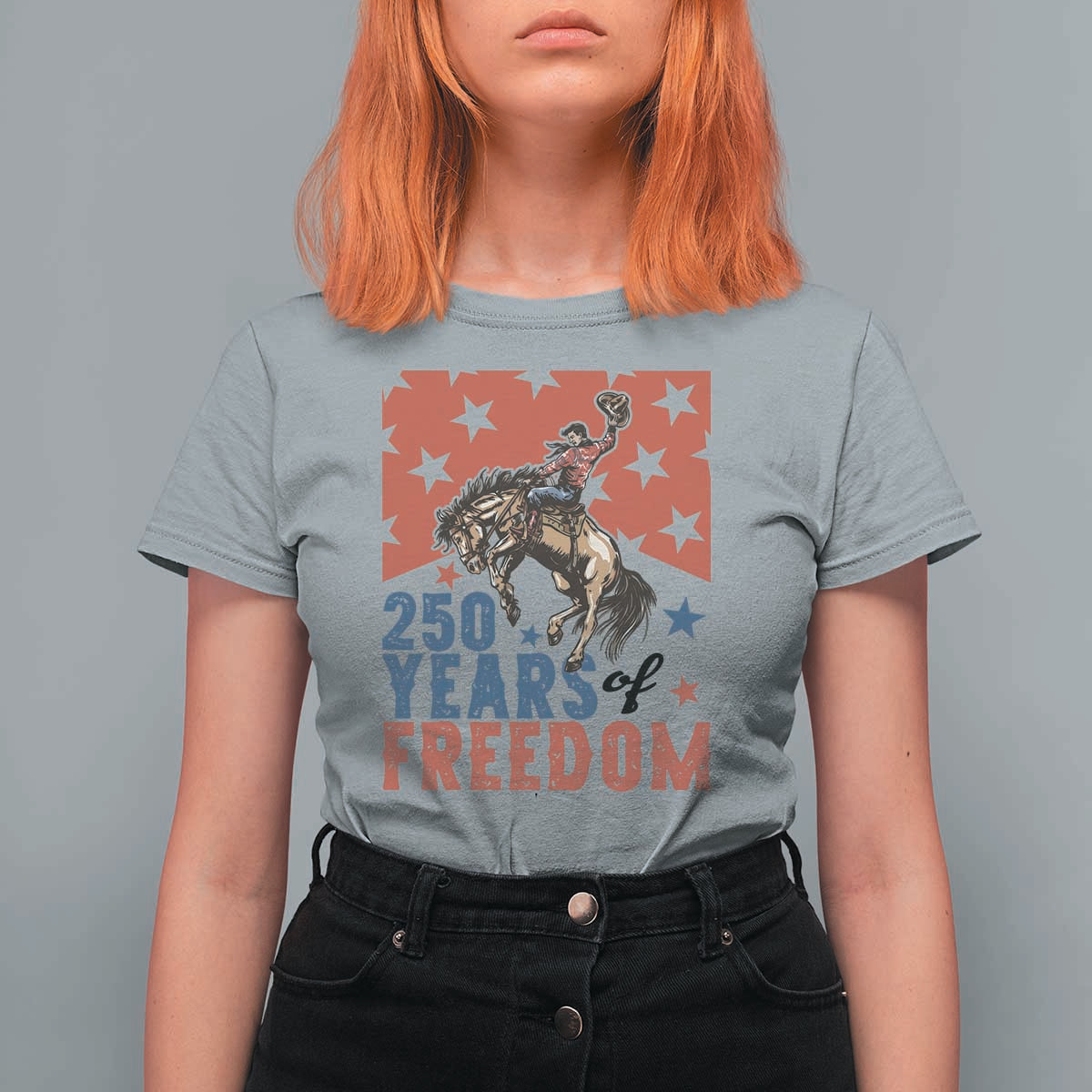 American Rodeo 250th Anniversary T Shirt For Women Western Cowboy Patriotic Fourth of July