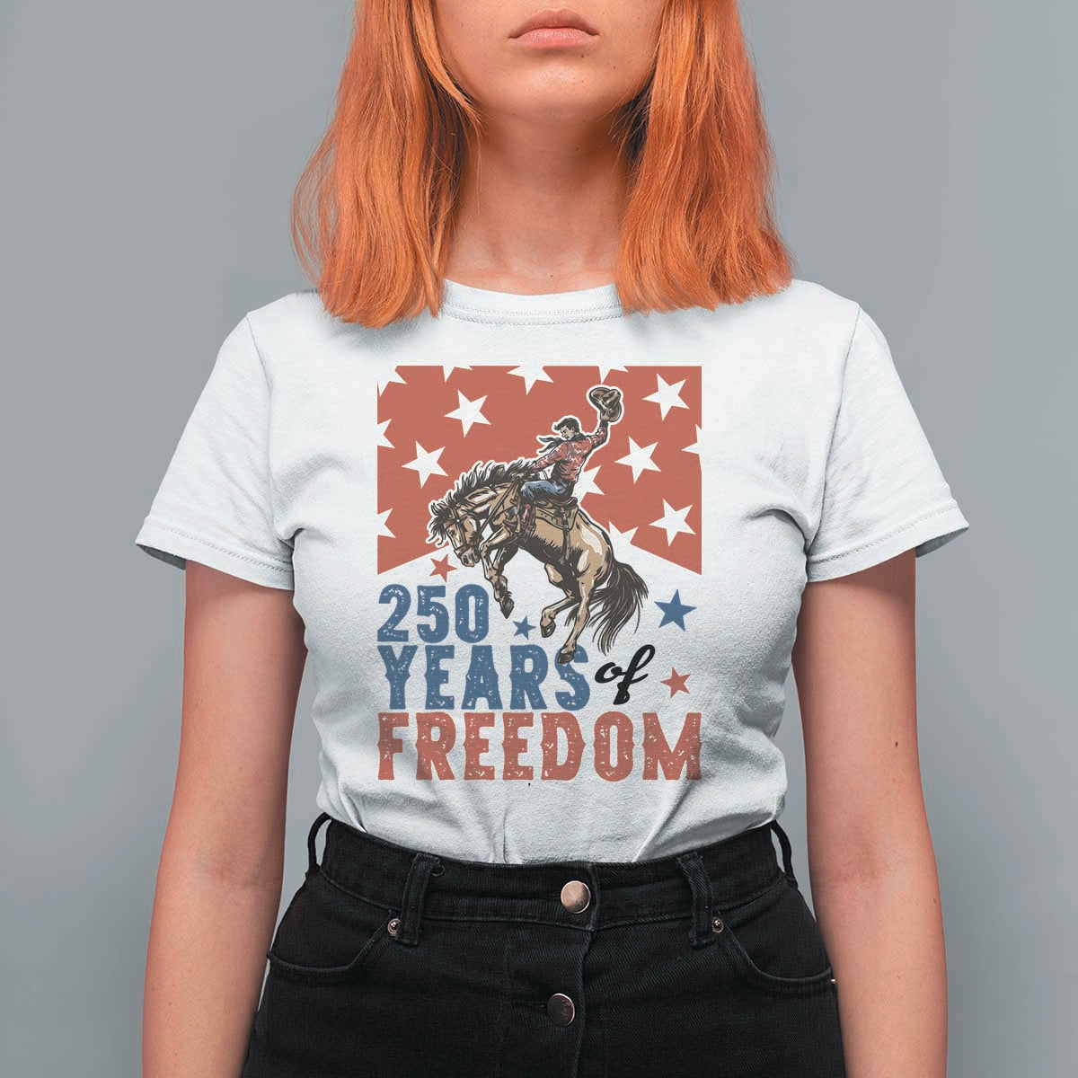 American Rodeo 250th Anniversary T Shirt For Women Western Cowboy Patriotic Fourth of July
