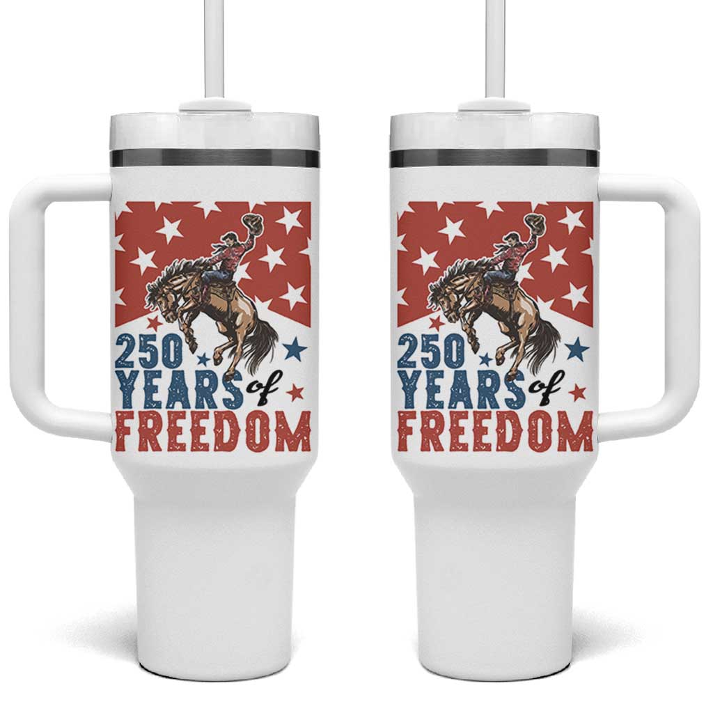 American Rodeo 250th Anniversary Tumbler With Handle Western Cowboy Patriotic Fourth of July