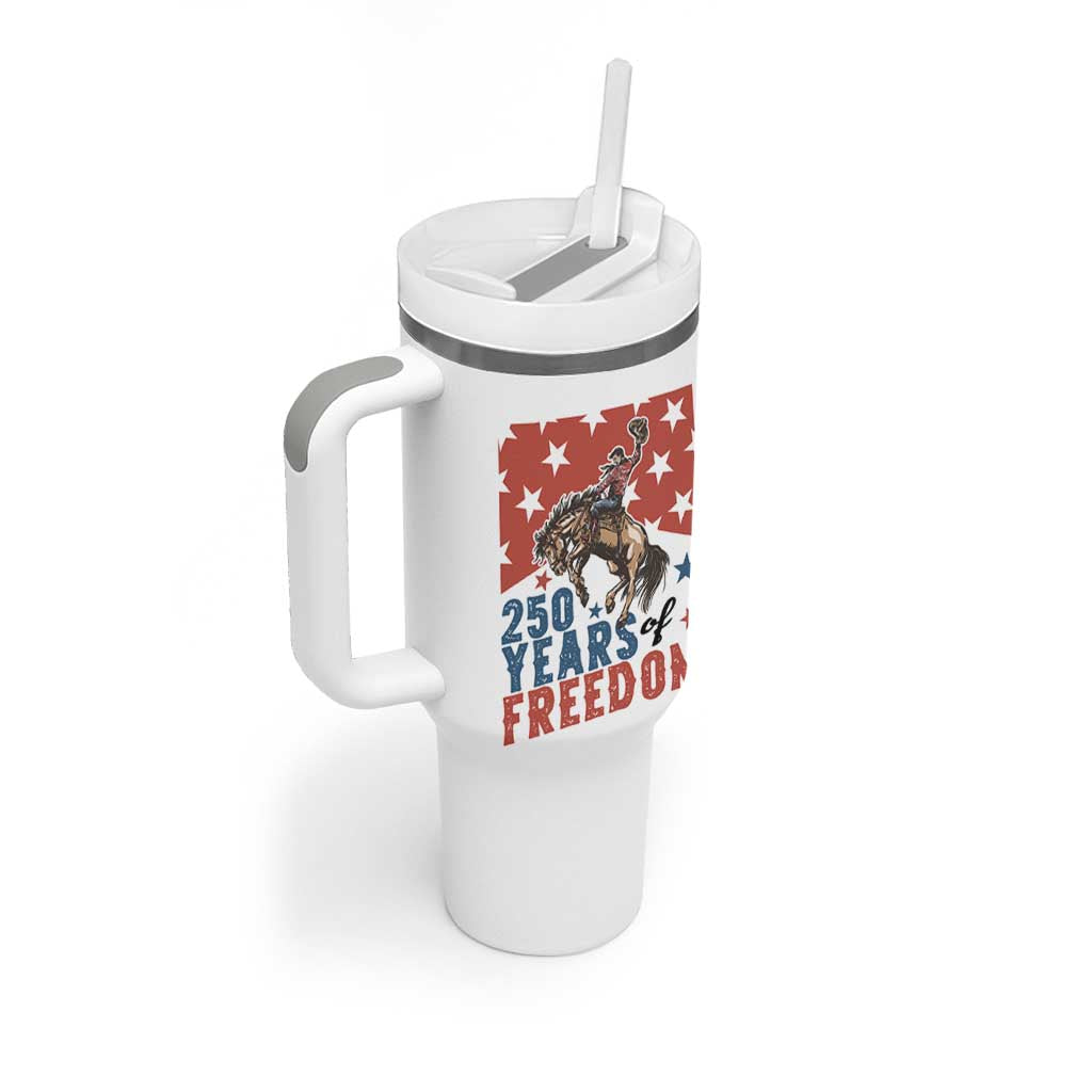 American Rodeo 250th Anniversary Tumbler With Handle Western Cowboy Patriotic Fourth of July