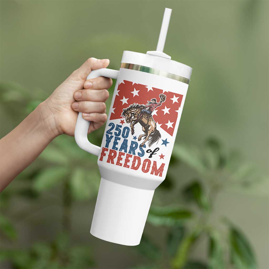 American Rodeo 250th Anniversary Tumbler With Handle Western Cowboy Patriotic Fourth of July