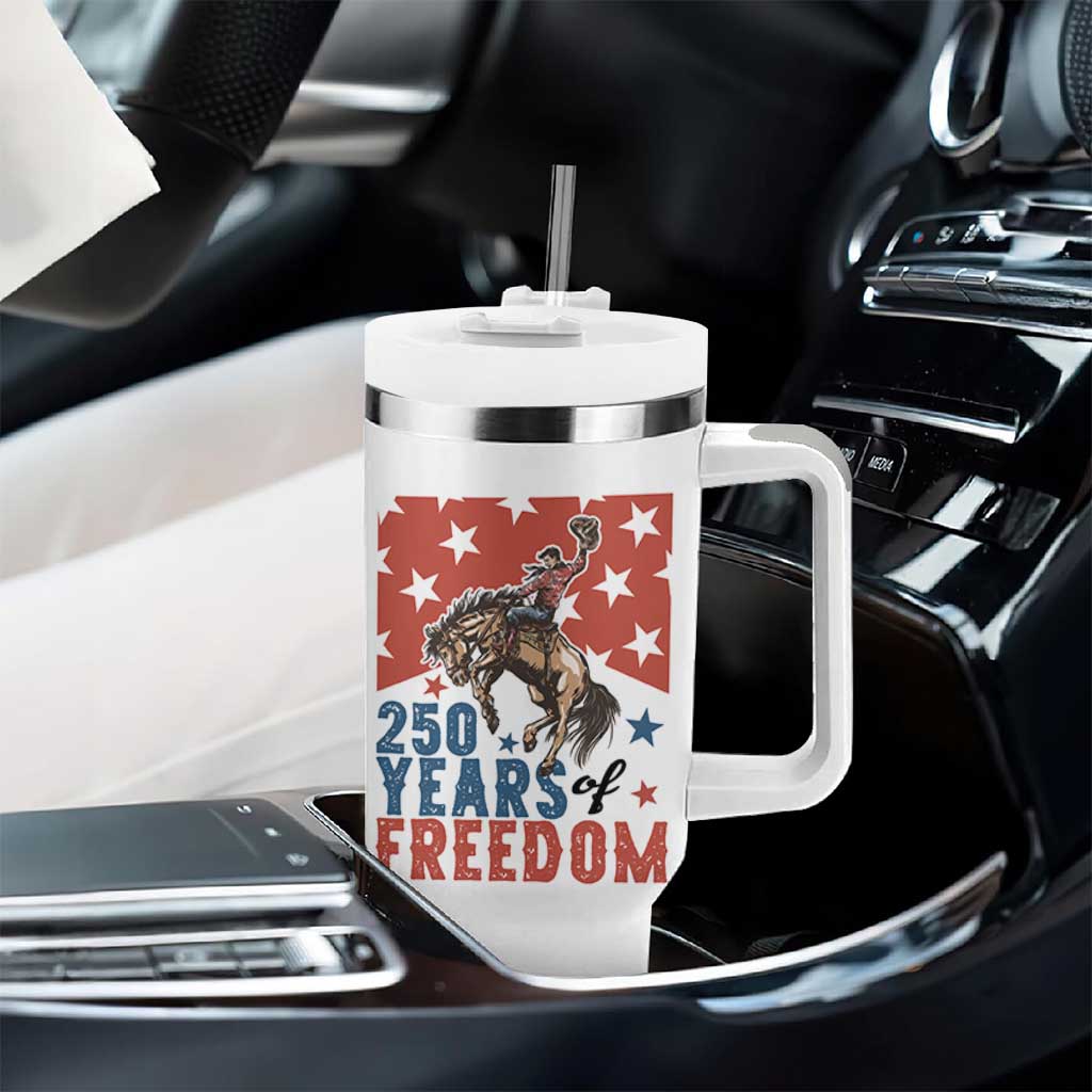 American Rodeo 250th Anniversary Tumbler With Handle Western Cowboy Patriotic Fourth of July