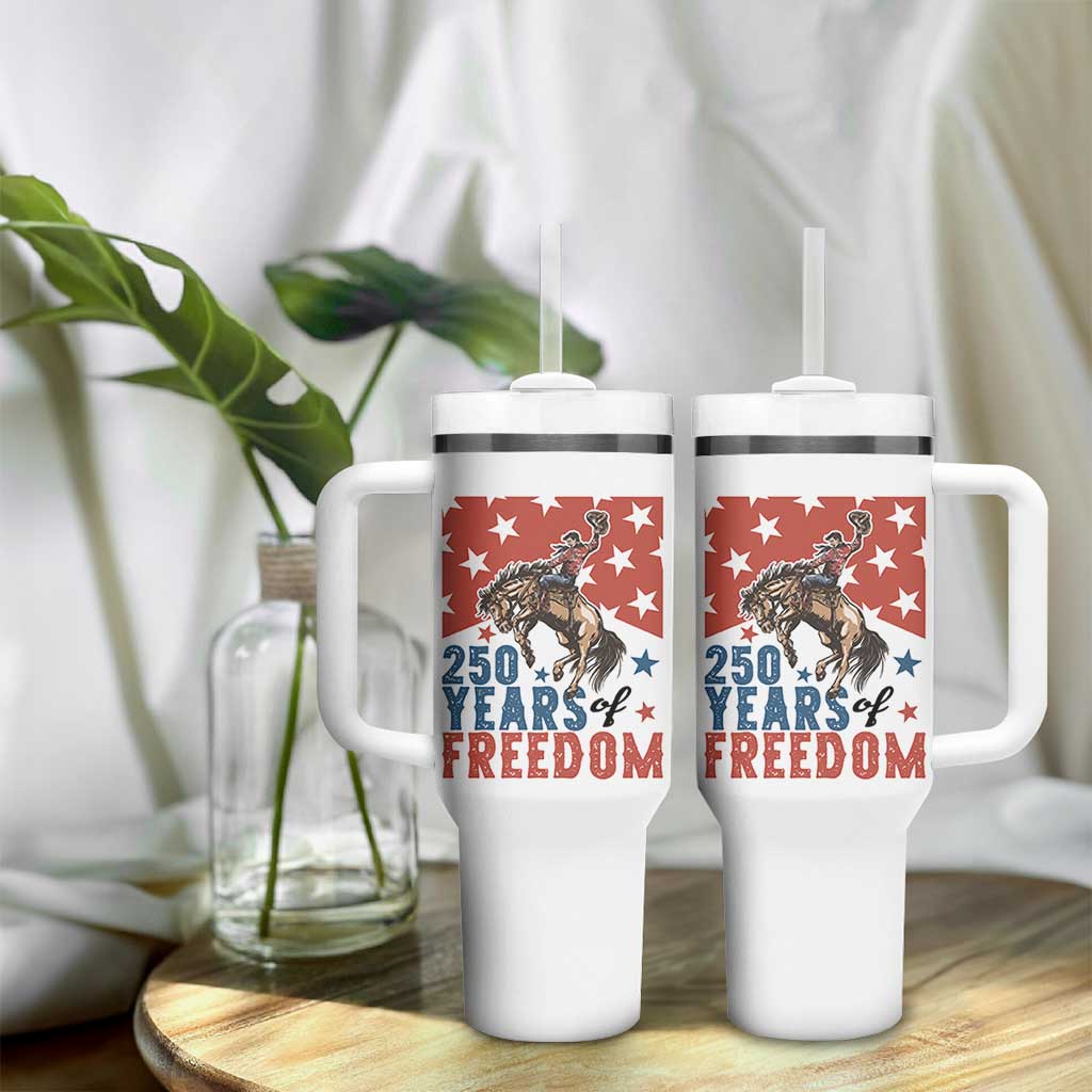 American Rodeo 250th Anniversary Tumbler With Handle Western Cowboy Patriotic Fourth of July