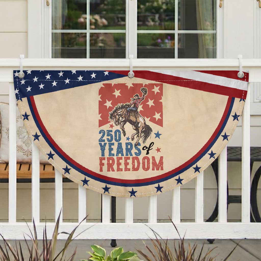 American Rodeo 250th Anniversary Patriotic Fan Flag Western Cowboy Fourth of July