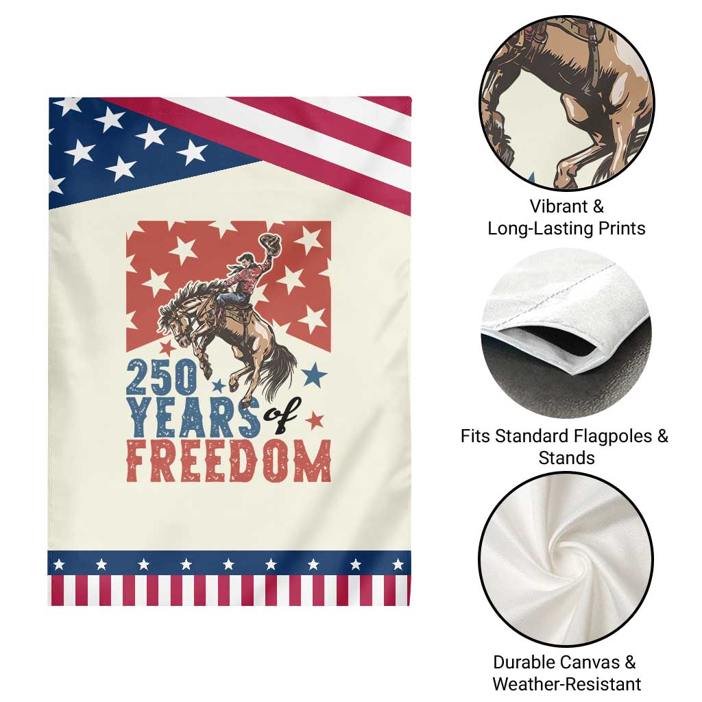 American Rodeo 250th Anniversary Patriotic Garden Flag Western Cowboy Patriotic Fourth of July