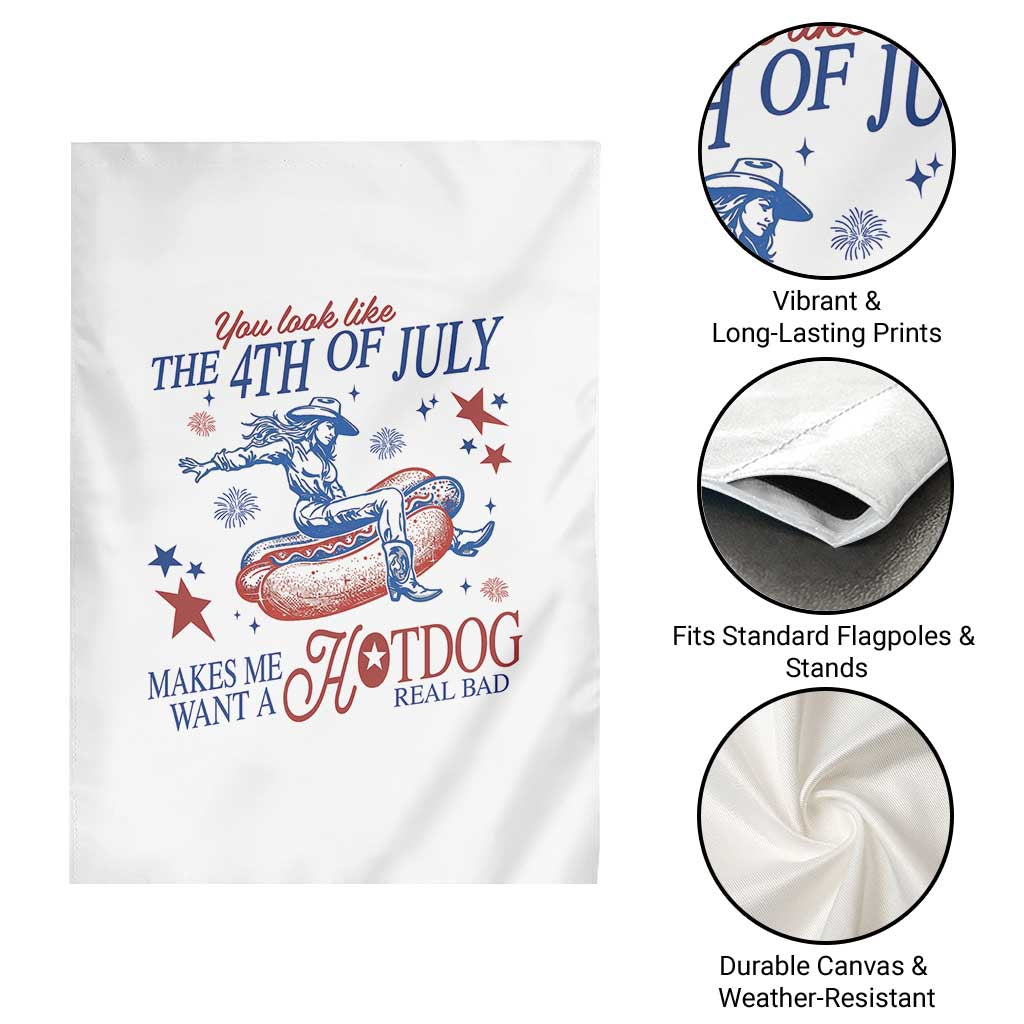 Western Cowgirl You Look Like the 4th of July Garden Flag Makes Me Want A Hot Dog Real Bad