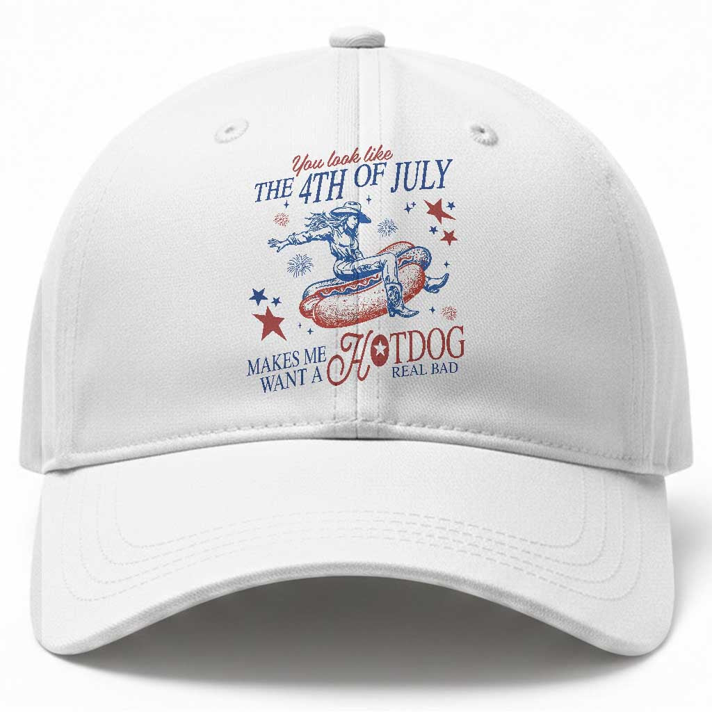 Western Cowgirl You Look Like the 4th of July Baseball Cap Makes Me Want A Hot Dog Real Bad