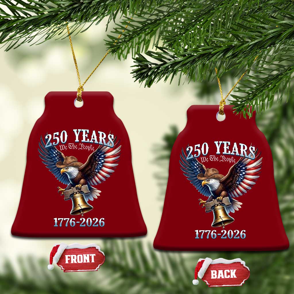 American Rodeo 250th Anniversary Ceramic Ornament Western Cowboy Eagle Patriotic 4th of July