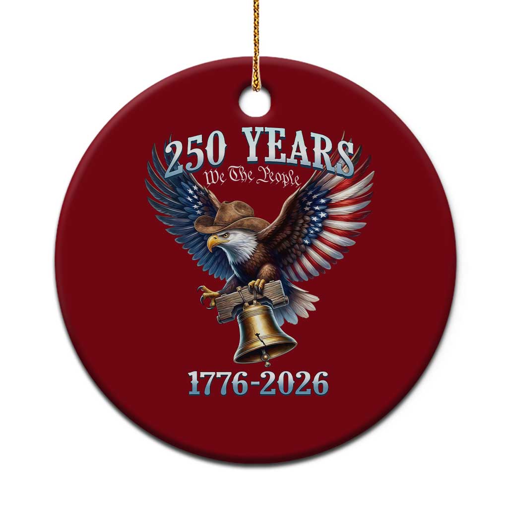 American Rodeo 250th Anniversary Ceramic Ornament Western Cowboy Eagle Patriotic 4th of July