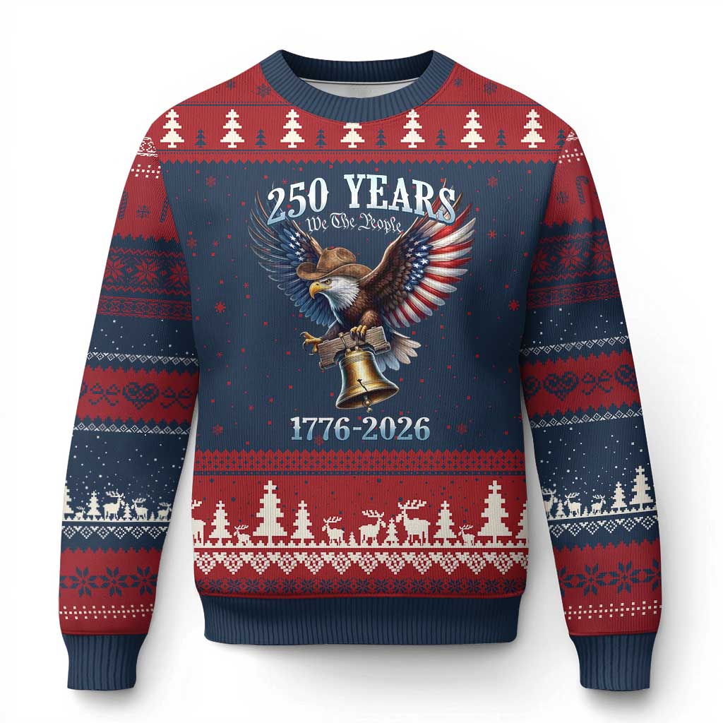 American Rodeo 250th Anniversary Ugly Christmas Sweater Western Cowboy Eagle Patriotic 4th of July