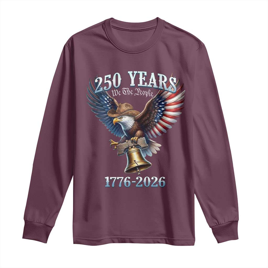 American Rodeo 250th Anniversary Long Sleeve Shirt Western Cowboy Eagle Patriotic 4th of July
