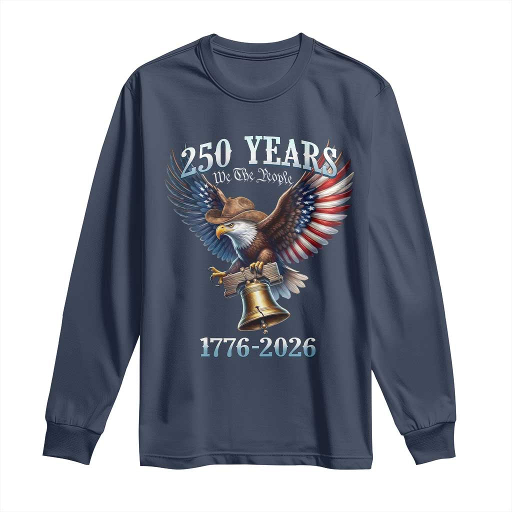 American Rodeo 250th Anniversary Long Sleeve Shirt Western Cowboy Eagle Patriotic 4th of July