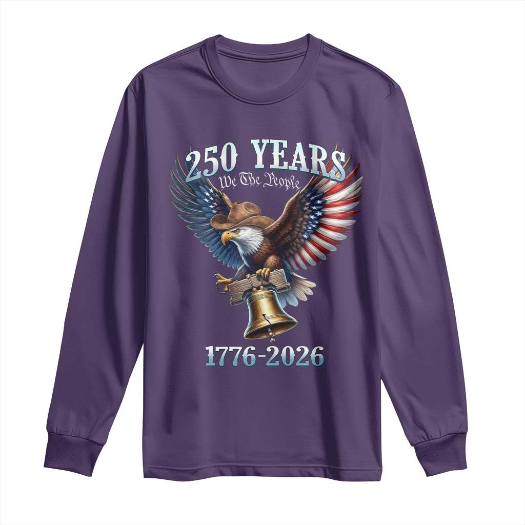 American Rodeo 250th Anniversary Long Sleeve Shirt Western Cowboy Eagle Patriotic 4th of July