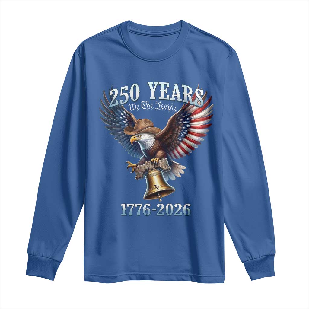 American Rodeo 250th Anniversary Long Sleeve Shirt Western Cowboy Eagle Patriotic 4th of July