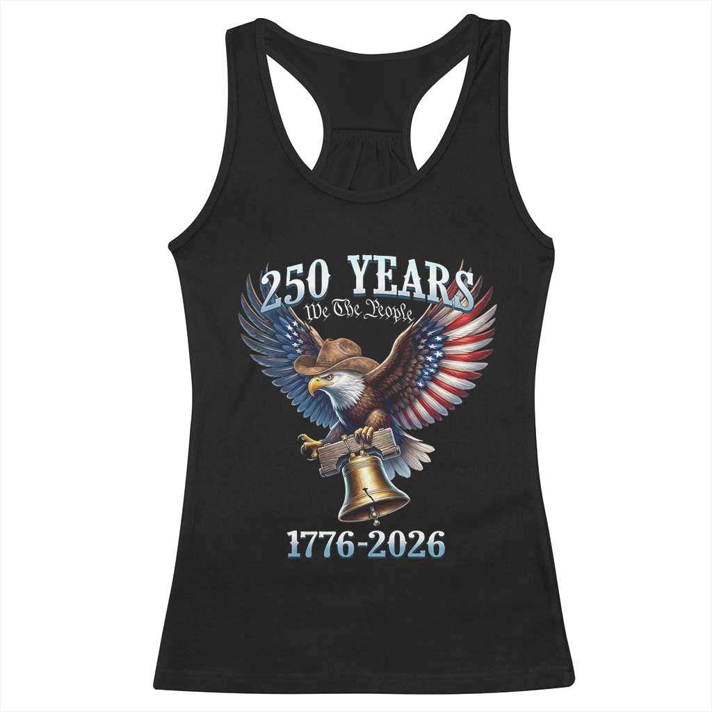 American Rodeo 250th Anniversary Racerback Tank Top Western Cowboy Eagle Patriotic 4th of July