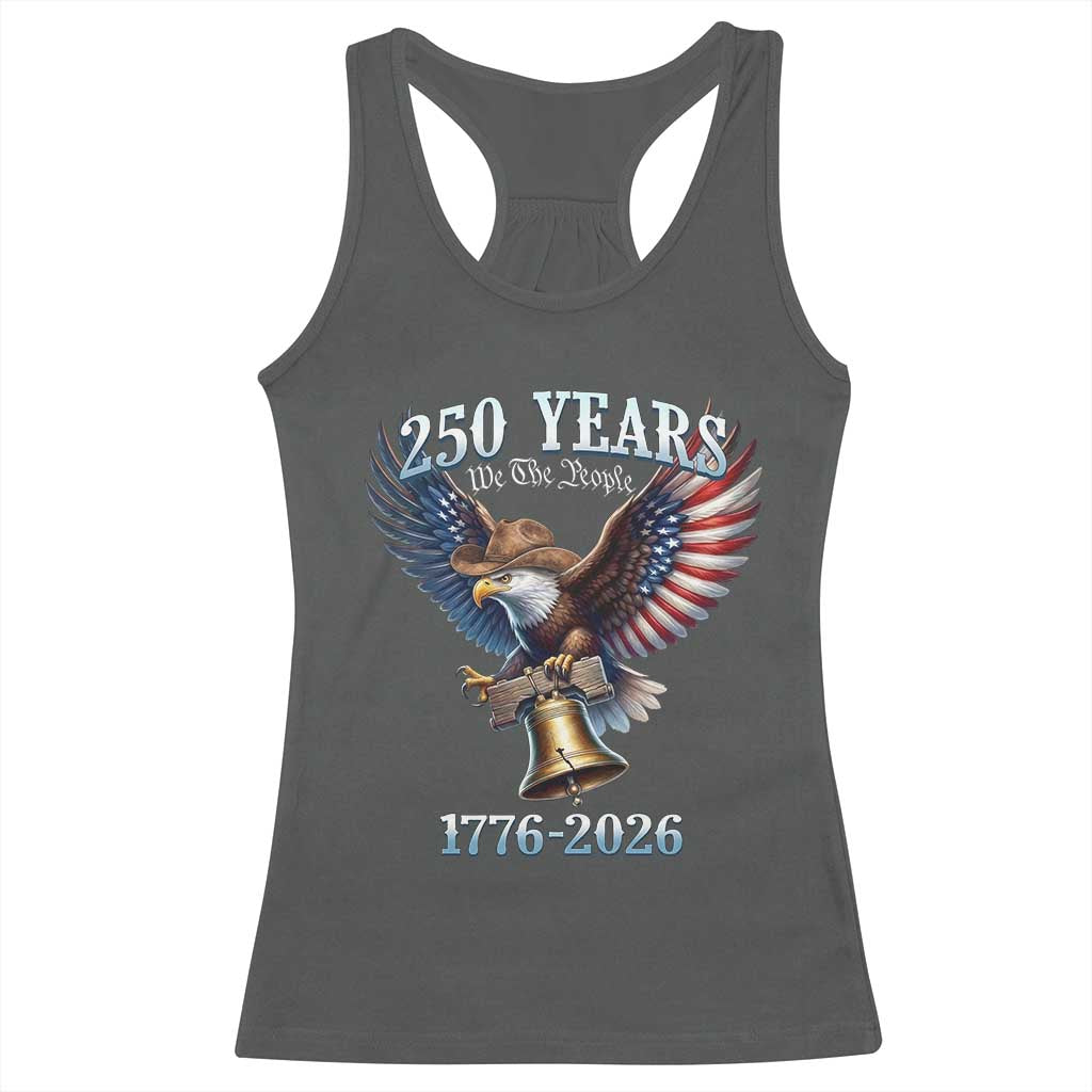 American Rodeo 250th Anniversary Racerback Tank Top Western Cowboy Eagle Patriotic 4th of July