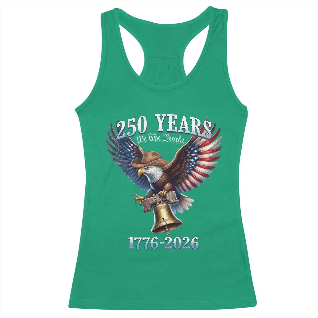 American Rodeo 250th Anniversary Racerback Tank Top Western Cowboy Eagle Patriotic 4th of July