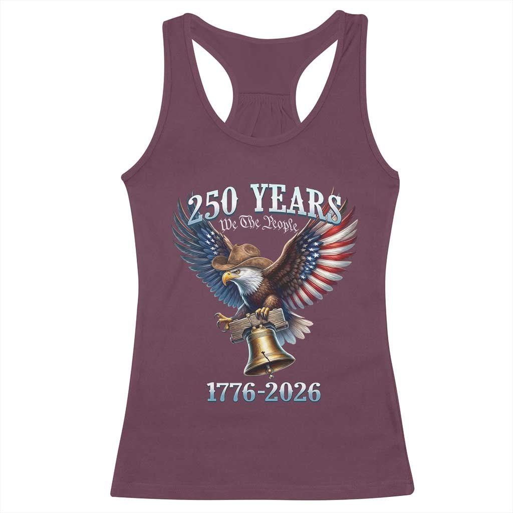 American Rodeo 250th Anniversary Racerback Tank Top Western Cowboy Eagle Patriotic 4th of July