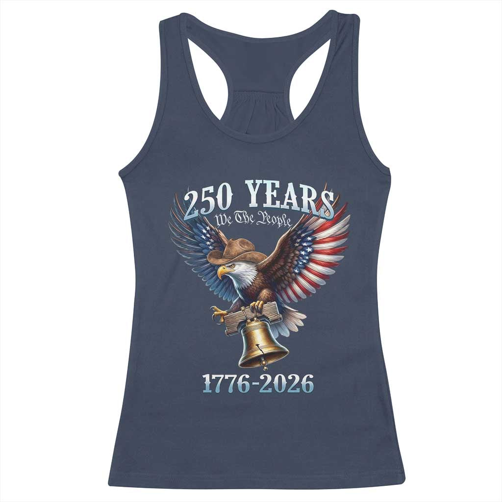 American Rodeo 250th Anniversary Racerback Tank Top Western Cowboy Eagle Patriotic 4th of July