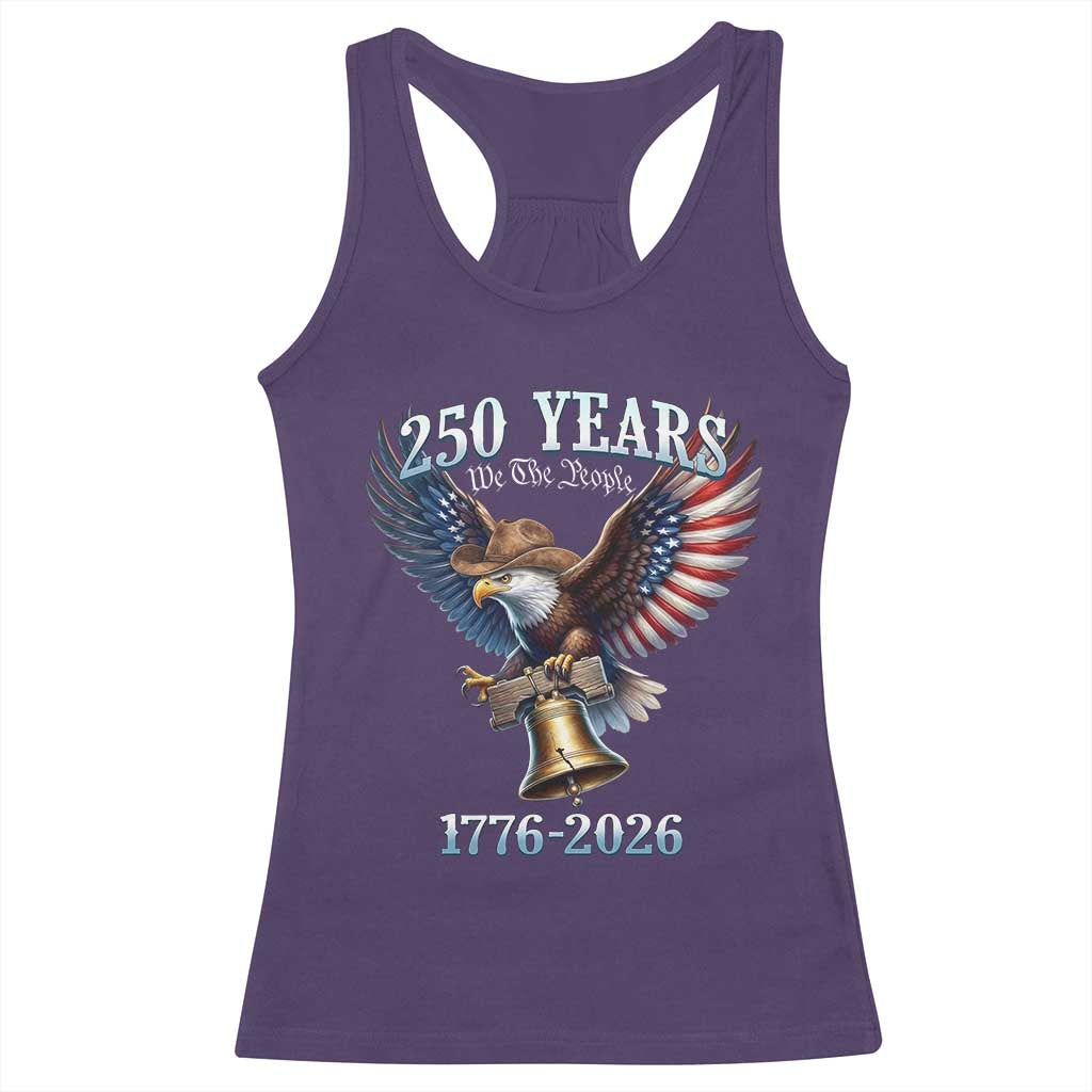 American Rodeo 250th Anniversary Racerback Tank Top Western Cowboy Eagle Patriotic 4th of July