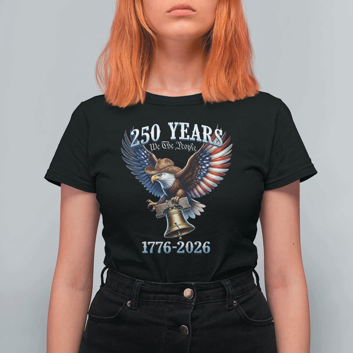 American Rodeo 250th Anniversary T Shirt For Women Western Cowboy Eagle Patriotic 4th of July