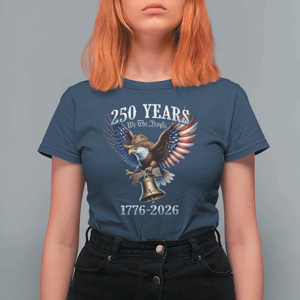American Rodeo 250th Anniversary T Shirt For Women Western Cowboy Eagle Patriotic 4th of July