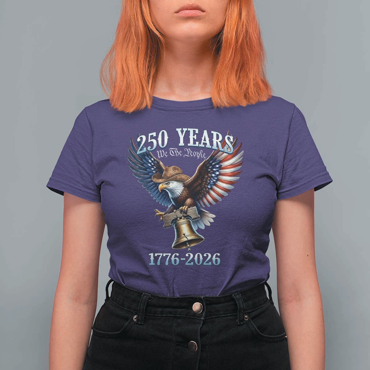 American Rodeo 250th Anniversary T Shirt For Women Western Cowboy Eagle Patriotic 4th of July