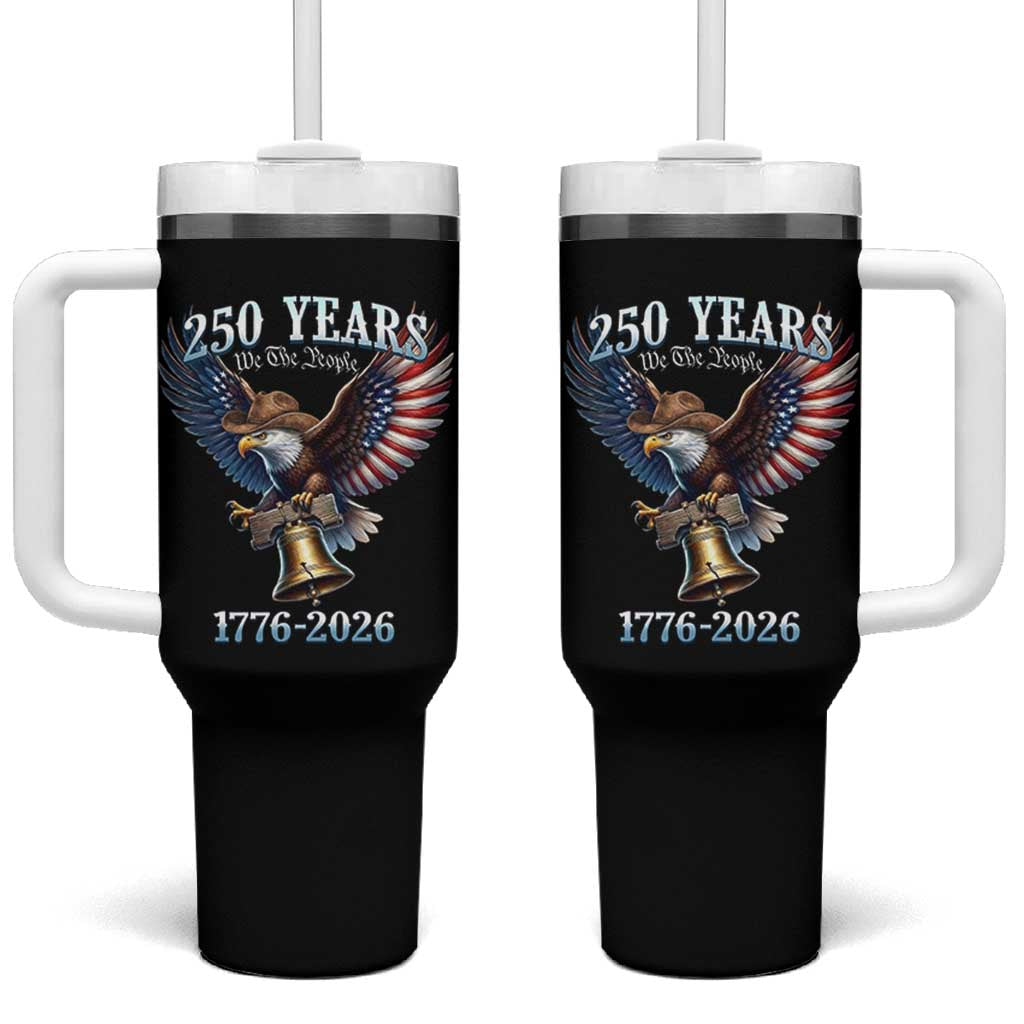American Rodeo 250th Anniversary Tumbler With Handle Western Cowboy Eagle Patriotic 4th of July