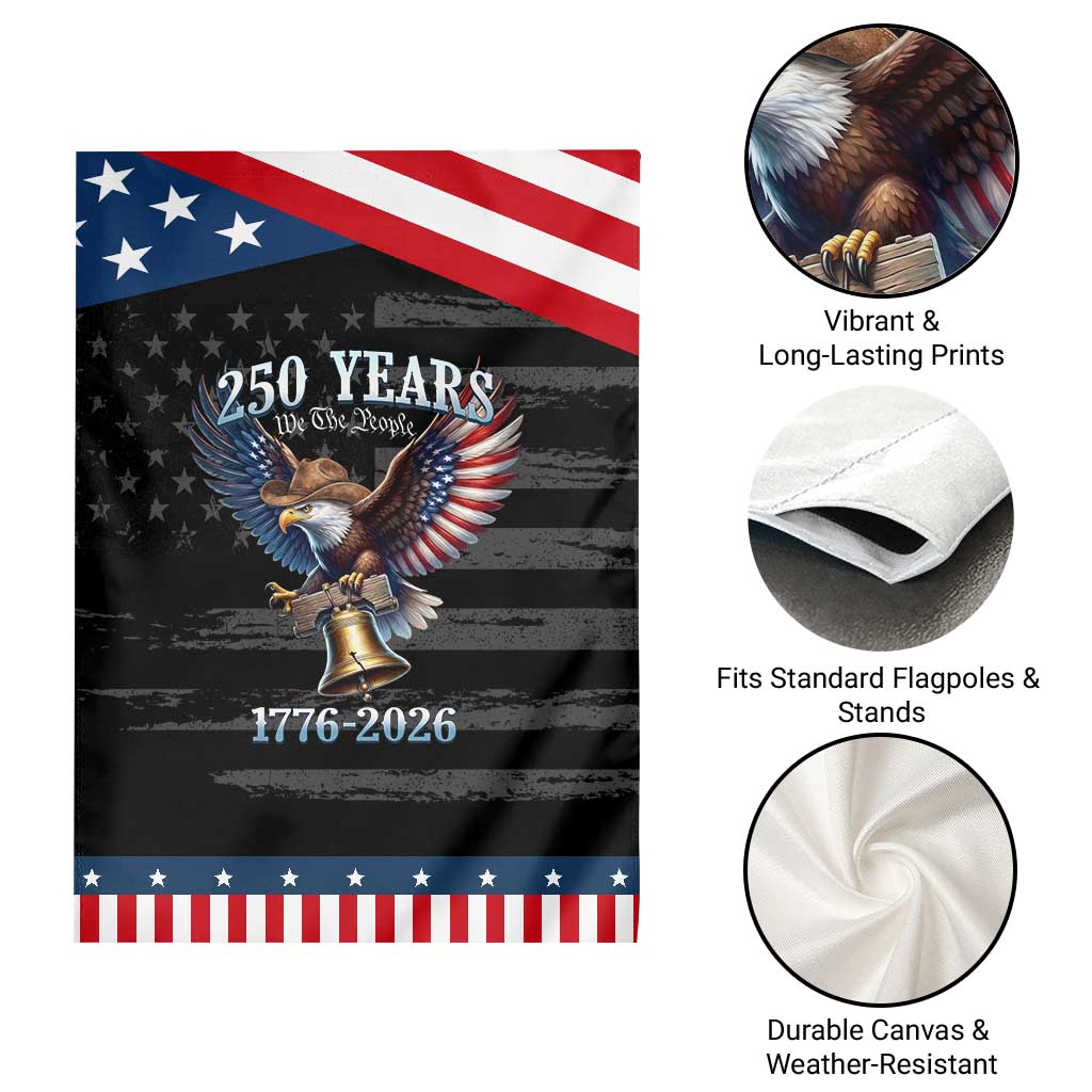 American Rodeo 250th Anniversary Patriotic Garden Flag Western Cowboy Eagle Patriotic 4th of July