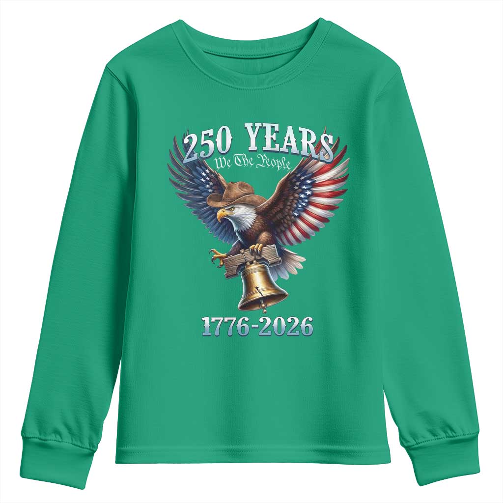 American Rodeo 250th Anniversary Youth Sweatshirt Western Cowboy Eagle Patriotic 4th of July