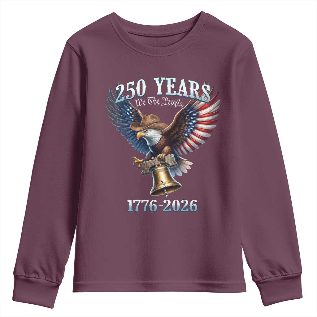 American Rodeo 250th Anniversary Youth Sweatshirt Western Cowboy Eagle Patriotic 4th of July